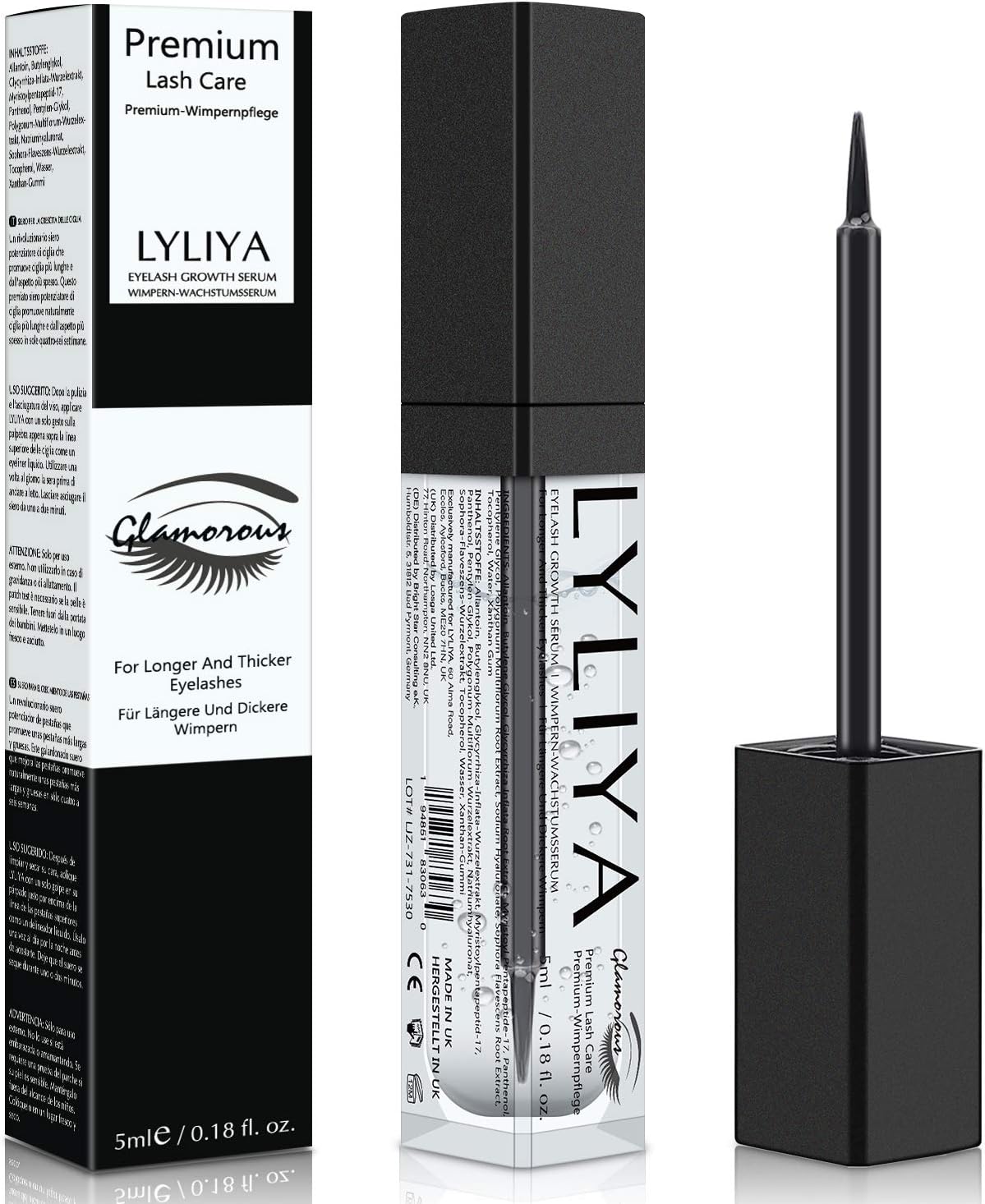 Eyelash Growth Serum 8ml – Advanced Lash & Brow Enhancer with Vitamins, Natural Peptides & Biotin for Longer, Thicker, Fuller Lashes – Eyelash & Eyebrow Serum for Growth & Strengthening