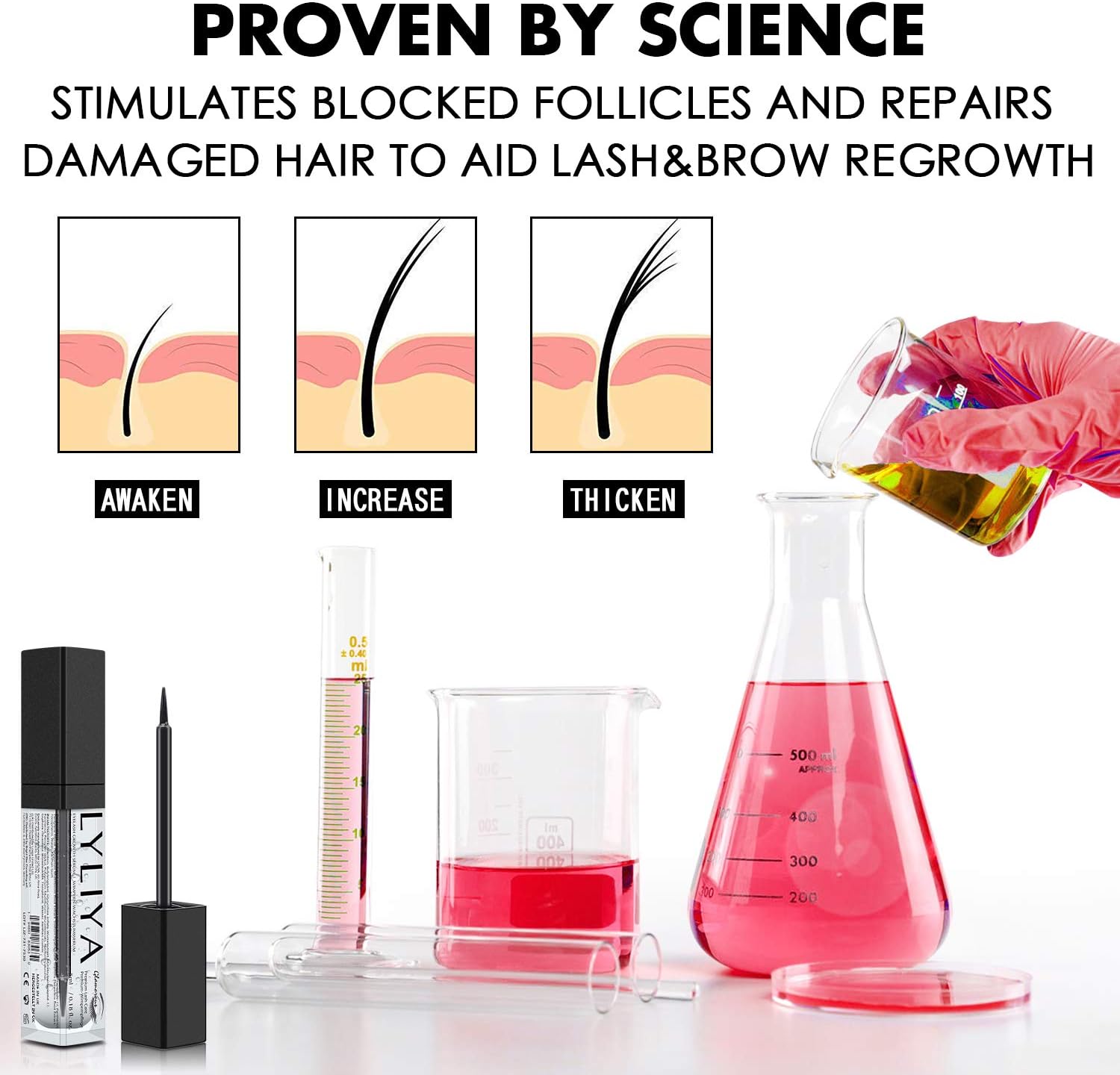 Eyelash Growth Serum 8ml – Advanced Lash & Brow Enhancer with Vitamins, Natural Peptides & Biotin for Longer, Thicker, Fuller Lashes – Eyelash & Eyebrow Serum for Growth & Strengthening